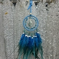 Blue and turquoise dreamcatcher with natural stones and soft feathers in variant color - Amazonite Lake Blue Full Color