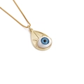 Vergoldete Teardrop-Halskette mit blauem und weißem bösem Blick Anhänger für Damen - Grüner 1 Böser Blick