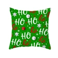 Detailed view of green Christmas pillowcase with HO HO HO text and berry star patterns - HO HO HO Ornament - Green