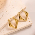 Boucles d'oreilles créoles torsadées géométriques en acier inoxydable plaqué or 18 carats - EH072/Carré Torsadé Irrégulier