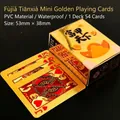Miniature gold PVC poker deck set, waterproof 53x38mm cards with traditional gold finish - Prosperity Gold Mini Poker