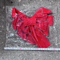 30cm red Christmas bow decoration with flocking finish in individual plastic packaging - 27x50cm / Red Gold Edge/Ten-Ear Bow