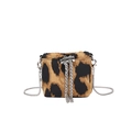 Chic leopard print mini bucket bag with silver chain strap and drawstring closure - Brown