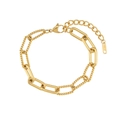18K goud vergulde titanium stalen schakelarmband met gemengde schakels en karabijnsluiting - Vintage Gedraaide Handgemaakte Kettingarmband