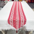 Camino de mesa navideño con estampados de renos y copos de nieve y borlas rojas en tela - Estilo C