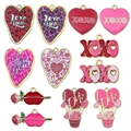 Pink Valentine heart charms and XOXO alloy pendants for DIY jewelry making - Mixed 12pcs Enamel Valentine Set Pendants (SN1050)