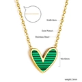 Collar de acero inoxidable chapado en oro con colgante de corazón verde y cadena ajustable - Oro + Corazón de Textura Verde (NE2B080JG)