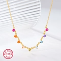 Dettaglio della collana in argento s925 placcato oro con zirconi colorati arcobaleno - Argento 925 / Oro