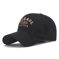 Casquette de baseball en velours côtelé noir avec broderie dorée pour l'hiver - Réglable / Noir Broderie Dorée