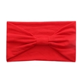Elastic wide red cotton yoga headband with a decorative knot bow for sports and fashion - Red