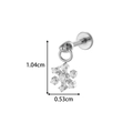 Titanium labret stud with silver snowflake pendant and clear gemstones 1.04x0.53cm - Snowflake Shape / Silver