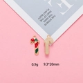 Christmas cane pendant in gold alloy with red and green enamel for DIY jewelry - Mini Candy Cane (F309-1) / 10 Pieces/Pack (9.3*20mm)