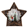 Lanterne de Noël décorative en forme d'étoile en bronze avec scène d'hiver festive interne - 15cm*4cm*14cm / Enfants et Arbre