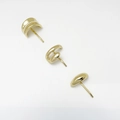 Detail of three minimalist gold alloy hairpins featuring white pearls and polished finish - 3-Piece Stud Earring Set / Gold