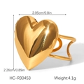 Detail view of 18K gold plated heart locket ring with dimensions 2.05cm by 2.26cm - Smooth Heart Style (HC-R30453)
