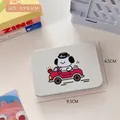 White tin storage box featuring a cartoon dog driving a police car, size 9.5x6.5cm - 6# Dog in Car