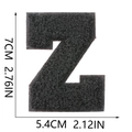 Detailed size measurement of black chenille letter Z embroidery patch 7cm height - Letter Z / Black