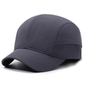 Minimalist short brim baseball cap in charcoal gray ripstop quick-dry fabric - Adjustable / Dark Gray