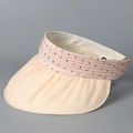 Detail of pink organza sun hat brim with black polka dot sweatband and UV fabric - M (56-58cm) / Apricot and Pink
