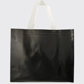 Glossy black non-woven shopping bag with white handles and textured laser film finish - 28Hcm*32*12 / Black