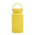 Vibrant yellow 650ml stainless steel sport bottle with matte finish and carry handle - Lemon Yellow