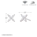 Detail view of small 925 sterling silver flower earrings with 5A grade zircon size data - 925 Silver / 925 Silver Plated Platinum + White Zirconia