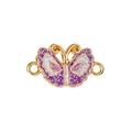 Golden butterfly pendant with purple and white enamel finish for jewelry making - Purple White Butterfly