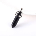 Blue sandstone hexagonal crystal point pendant necklace with a polished silver bail clasp - Blue Sandstone