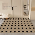 Khaki geometric diamond pattern PVC doormat with non-slip texture for entryway - Golden Years - Pineapple Ring - Horizontal Laying / 80x120cm (pu Leather)