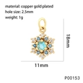 Detail of snowflake pendant in copper gold plated with blue and white cubic zirconia - Snowflake B - Rhinestone Blue (P00153)