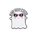 Cute white ghost enamel pin with pink sunglasses and FAB-BOO-LOUS text for Halloween - Pink Sunglasses Ghost Pattern (QHXZ1279)
