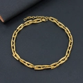 Detalle de cadena de eslabones rectangulares dorados con cierre de langosta y extensión - Collar / Dorado