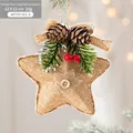 Stella di Natale in tela di sacco con pigne e bacche, misura 12x12 cm per decorazioni - Stile Iuta / Marrone