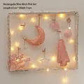 DIY Weihnachts-Wandgitter-Deko in Rosa und Weiß mit LED-Lichtern und Ornamenten - Rechteckiges Netz Rosa Set Mit Licht