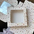 Floral print window packaging box for hair accessories in vintage orange flower pattern - Open Window Vintage Floral