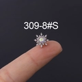 Sparkling silver snowflake ear stud featuring iridescent zircon on a fingertip - Snowflake Rainbow Fire Style (309-8#S) / Silver