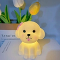 Cute cartoon puppy night light with pink bow glowing warm light for kids bedroom - Pink Bow Dog