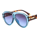 Pilot sunglasses with transparent blue frames and leopard print temples for men - C5 Blue Frame Gradient Grey Blue Lens
