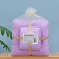 Absorbent purple coral fleece towel set with face towel in elegant ribbon gift bag - Towel And Bath Towel Combination / Light Purple