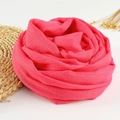 Bright pink cotton linen scarf with woven texture styled as a decorative rose shape - 190x100cm / Deep Rose Red
