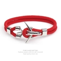Minimalist red braided Milan rope bracelet with silver airplane charm for men - Red Rope Silver Airplane