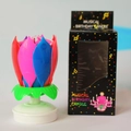 Lotus shaped musical birthday candle with multi-color petals and product packaging - Deluxe Double Layer Style / Colorful