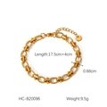 Dettaglio del bracciale a catena in acciaio inossidabile 18K, lungo 17,5cm e largo 0,68cm - Bracciale a Maglie Geometriche (HC-B20096)