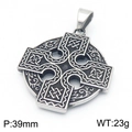 Ciondolo croce celtica vintage argento per uomo con motivi a scudo, misura 39 mm - Ciondolo Croce Celtica (Senza Catena) (KP116181-MZOZ)