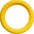 Yellow fitness ring for dogs with anti-slip texture and durable rubber material - 29cm Diameter Training Ring