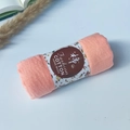 Pleated cotton viscose scarf in coral pink with printed paper band packaging - Style #68