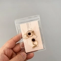 Golden heart-shaped hook earrings with pearls and black charms in transparent PVC bag - 30 Micron 7x10cm Resealable / 100 Pcs/Pack