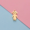 Polished gold-plated girl pendant charm for DIY jewelry on a pink and blue background - Girl - Gold