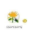 Cute panda and yellow flower enamel pin badge, 3.5cm Chinese style metal brooch - Yellow Chrysanthemum Climbing Panda