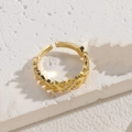 Adjustable gold V-shaped ring featuring continuous zircon inlay with geometric pattern - Arrow Zircon Ring